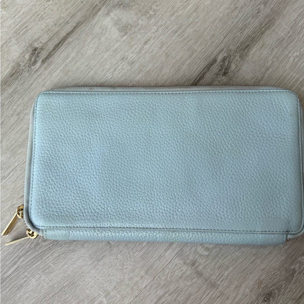 Neely & Chloe travel wallet in steel blue